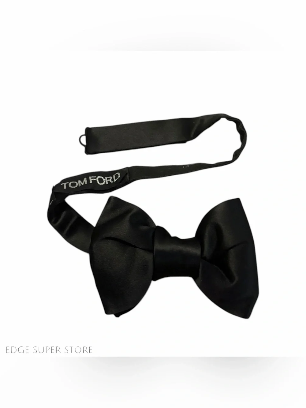 Tom Ford Black Silk Bow Tie Pre-Tied Satin Made in Italy Adjustable 13.75